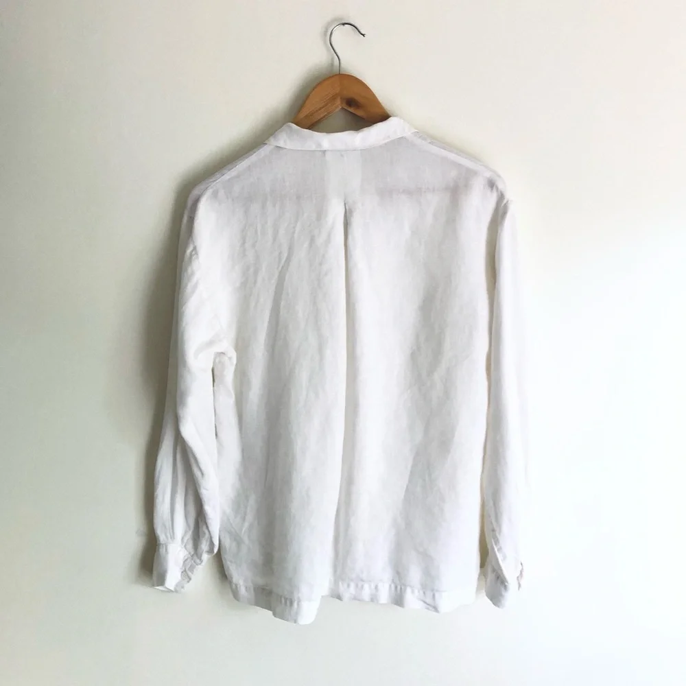 Eskandar 100% linen white button down - Picture 10 of 16